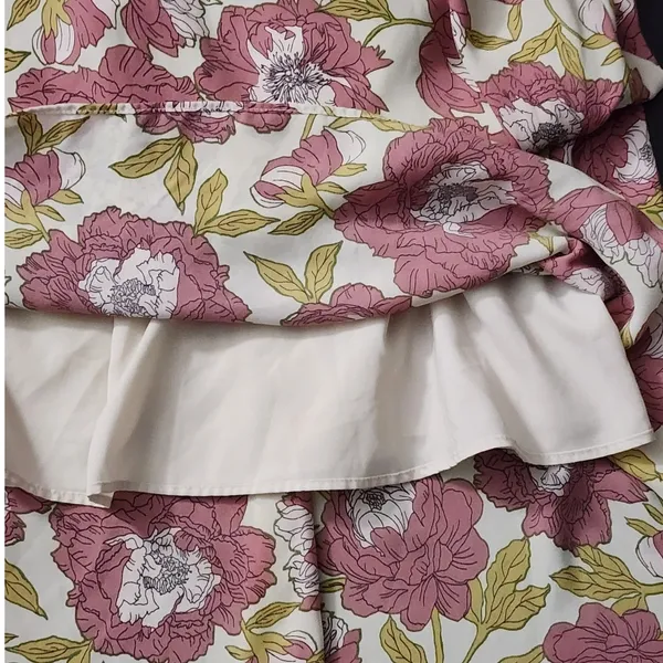 Leith Floral Midi Dress Women's Pink Ivory High Low Flutter Sleeve,‎ Medium - Image 4
