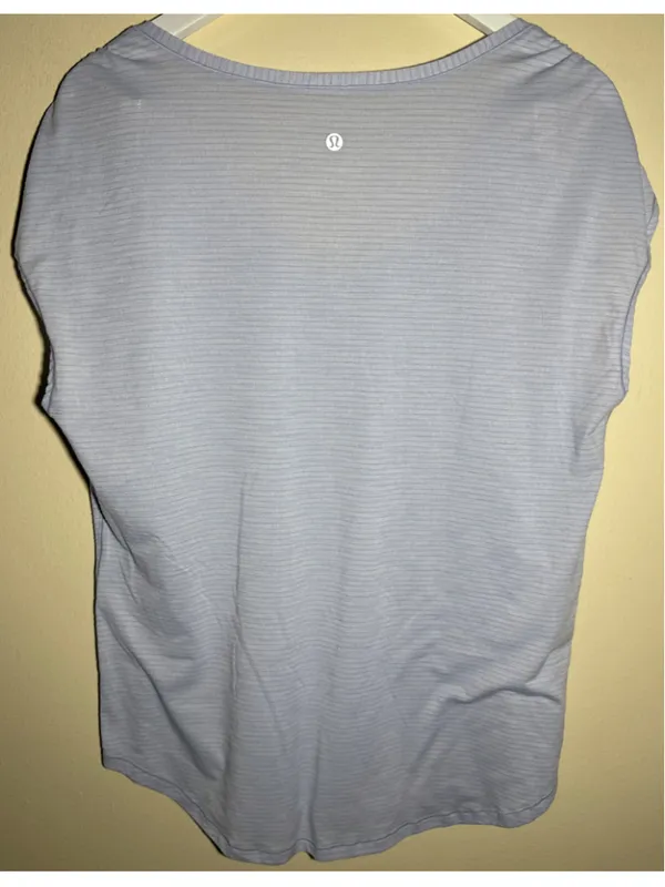 Lululemon Cool Breeze Sweat Times Short Sleeve V-Neck Tee, Light Blue PTP 21” - Image 2
