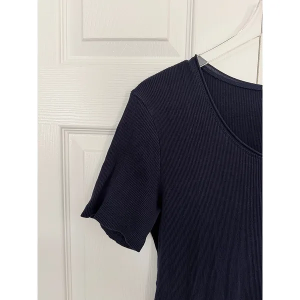 Lauren Ralph Lauren Navy Ribbed Henley Maxi Dress Minimalist Casual Chic - Image 2