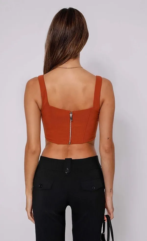 Tiger Mist Red Rust Geneva Corset Crop Top - Image 8
