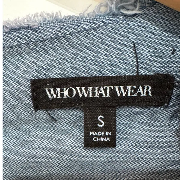 Who What Wear Denim Dress Blue Small 100% Cotton Short Sleeve Western Americana - Image 3