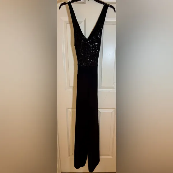 Women’s Jumpsuit, Black Sequin, Small,‎ Open Back - Image 2