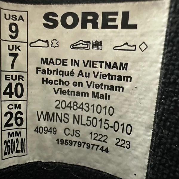 Sorel Caribou X Boots Black Leather Platform Lace Up Gorpcore Women 9 NL5015-010 - Image 2