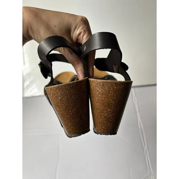Plakton women’s platform sandals Cork Wedge Black Size 8 - Image 4