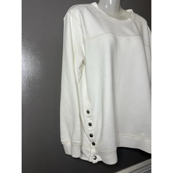 Abercrombie & Fitch Sweatshirt Womens Medium White Soft A&F Fleece Side Snap - Image 3