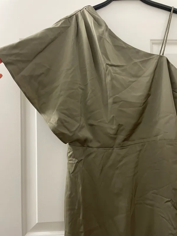 The Clothing Exchange Company | NWOT | One Shoulder Asymmetrical Dress | M | Olive | CD01234 - Image 4