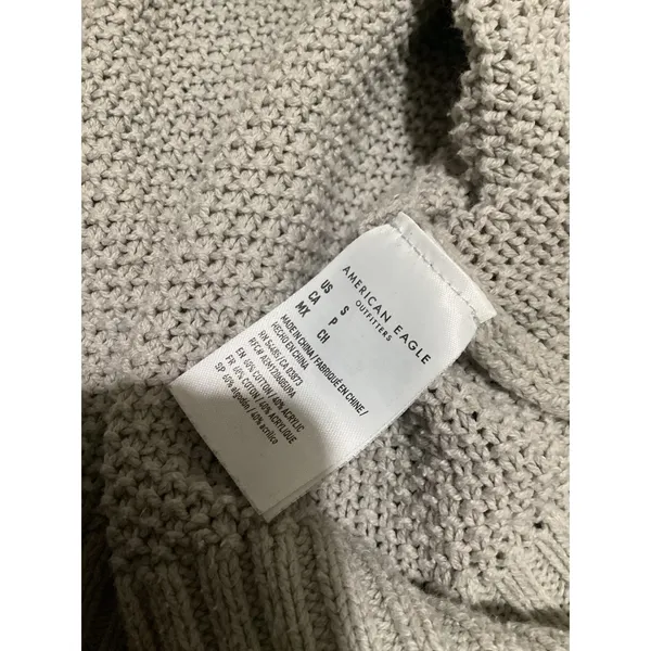 American Eagle Outfitters Women Light Gray Knit Henley Sweater Size S - Image 5