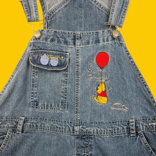 Vintage Winnie the Pooh Denim Shortalls Womens‎ 18W 20W Embroidered Overalls - Image 4