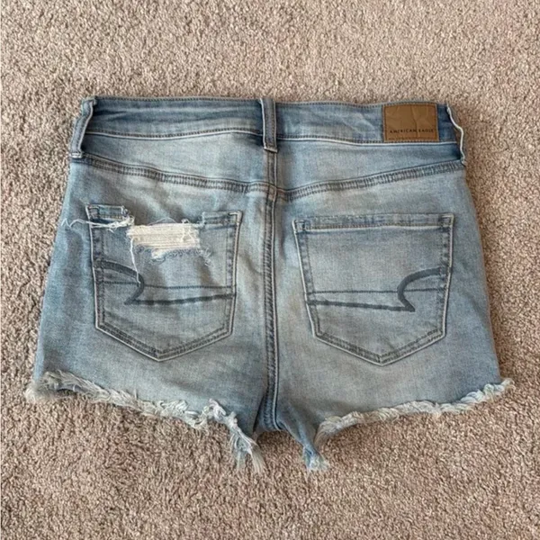 American Eagle Outfitters Light Wash Distressed Denim Cutoff Shorts - Image 2