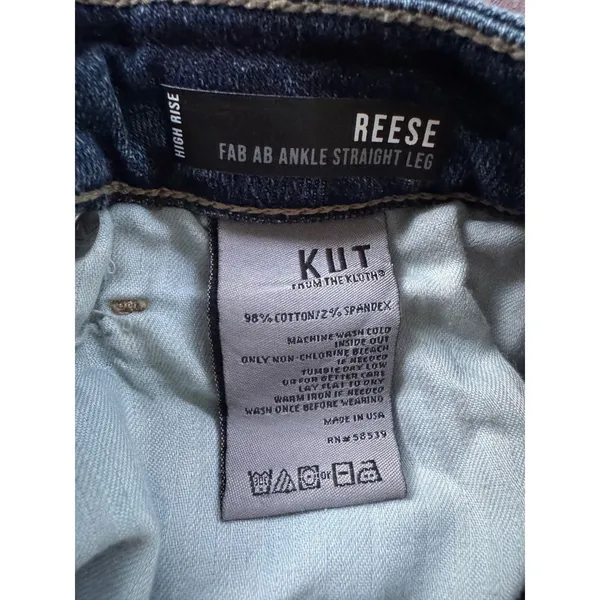 KUT‎ From The Kloth Reese Fab Ab Ankle Straight Jeans Size 8 Raw Hem Stretch - Image 7