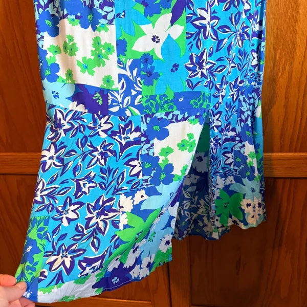 BeautySleep Social Nightgown or Dress Women Large Blue Floral Patchwork‎ Midi - Image 4