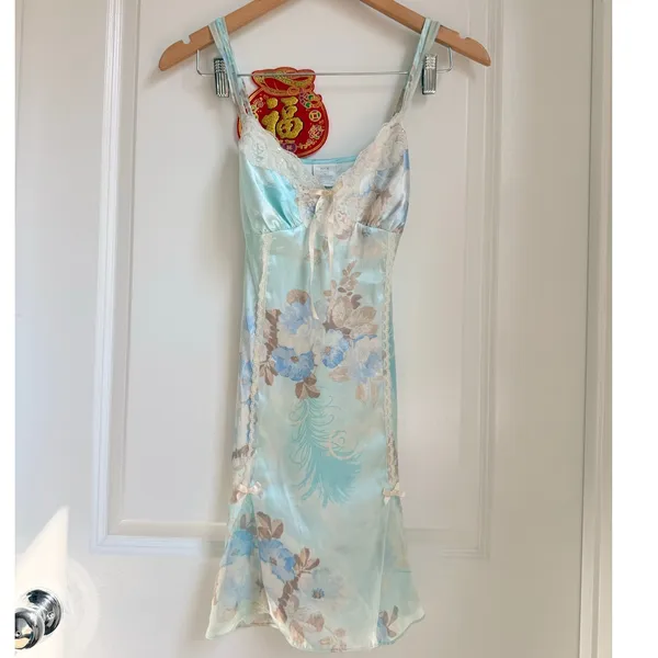 Apt. 9 Y2K Baby Blue Fairycore Coquette Slip Dress With Bows Lace Trim Medium‎ - Image 2