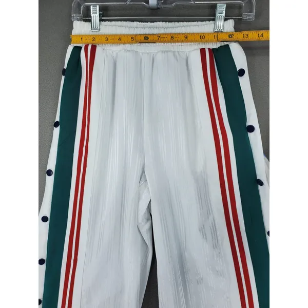 YLLW Snap Tearaway Track Pants Womens S White Striped Patch Sporty Streetwear - Image 7