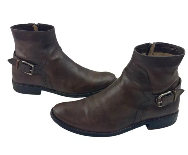 Frye Shirley Booties Women’s Size 6.5 Brown Leather Ankle Zip Distressed Cowgirl - Image 2