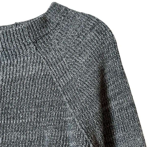 Free People Too Good Mock Neck Marled Gray Sweater Cropped Preppy Grunge - Image 4