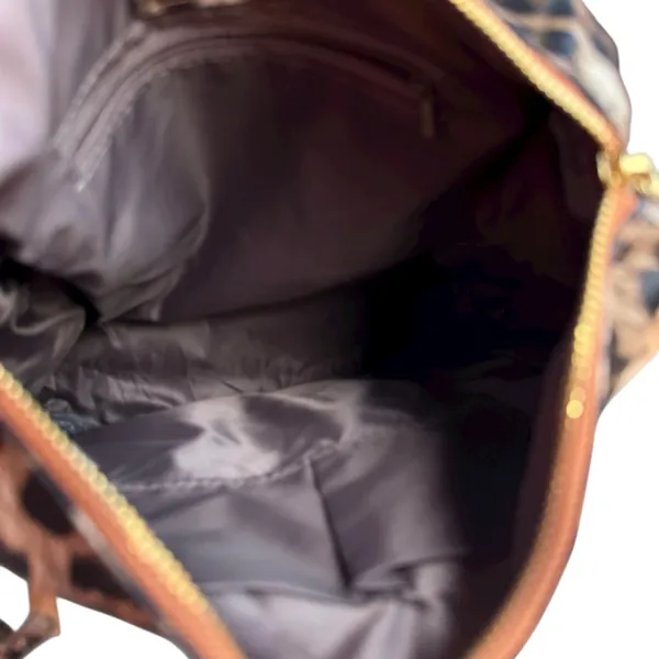 Leopard Print Backpack with Additional‎ Strap Black - Image 8
