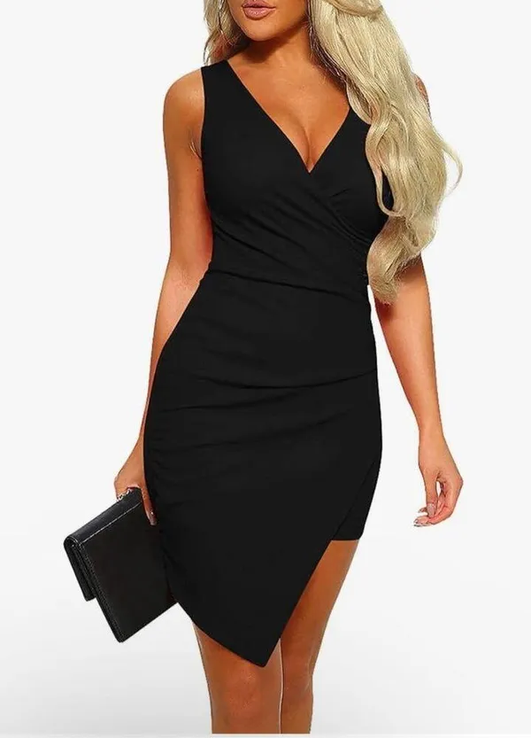 NEW Sleeveless Ruched Cocktail Party Bodycon Mini Sexy Club Dress M - Image 4