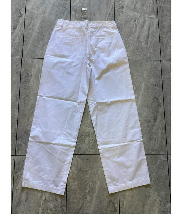 J. Crew Womens White Pleated Button Front in Chino 8 $98 Nautical Sailor - Image 4