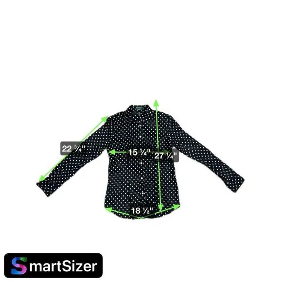 Ralph Lauren Polka Dot Long‎ Sleeve Button Front Shirt BLACK Size 4 - Image 5
