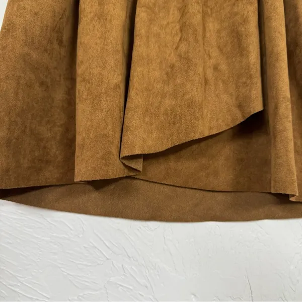 Aritzia Wilfred Free Brown Wrap Mini Skirt Womens XS Faux Suede Date Night - Image 3