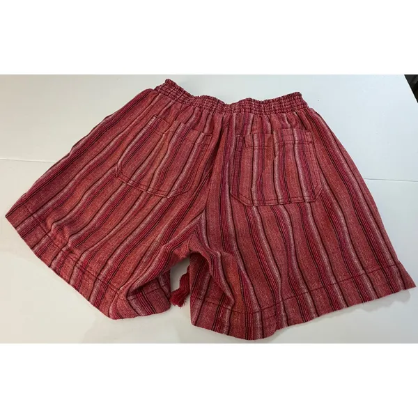 Briggs Linen Blend Shorts Womens XS Red Striped Elastic Waist Drawstring - Image 8
