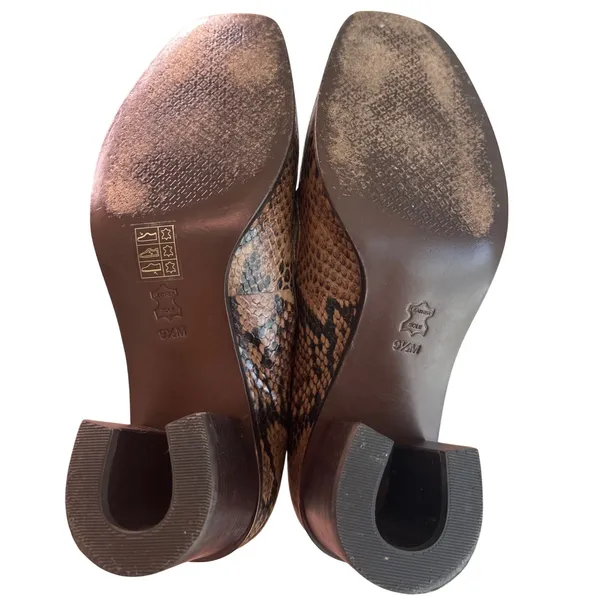 Tory Burch Jessa Snake Embossed Leather Loafer Pumps Block Heel 9.5M - Image 9