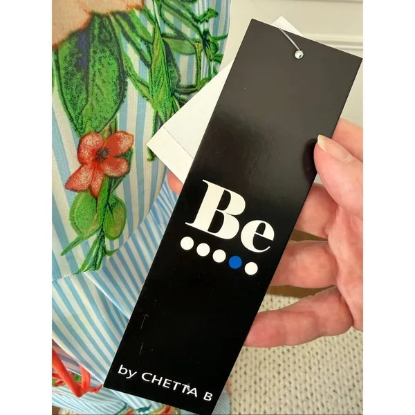 Chetta B NWT Be by Chetta Floral Stripe Maxi Dress High Neck $90 XL - Image 6