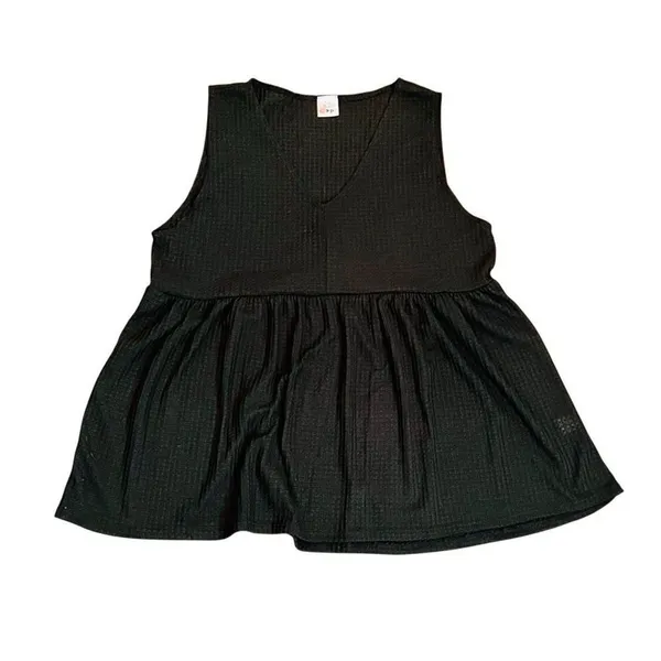 Zig Zag Stripe Black Pink Waffle (2) Sleeveless Babydoll Top 2XL NWOT Plus‎ Size - Image 2