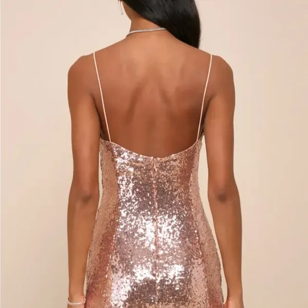 Lulus NWT Rose gold Mini  Sequined dress - Image 2