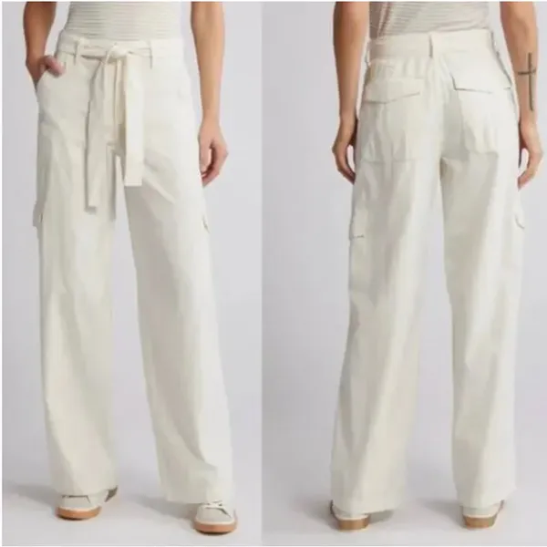 NWT Madewell Sz 23 Griff Superwide-Leg‎ Cargo Utility Pants Ivory Cream NO076 - Image 2