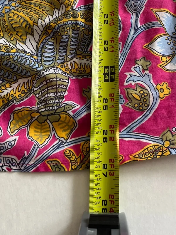 Talbots Sz L Pink Pleated Sleeve Top - Lively Floral Button Down - Image 8