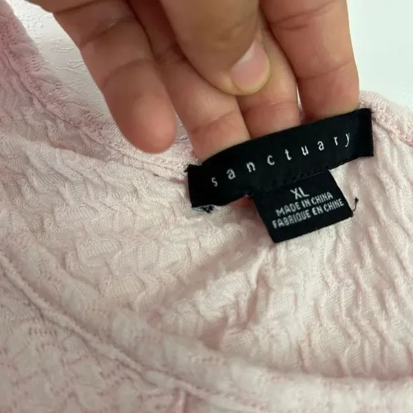 Sanctuary Pink Textured Long Sleeve Top Women’s XL Lettuce Hem Ruffle Edge - Image 3