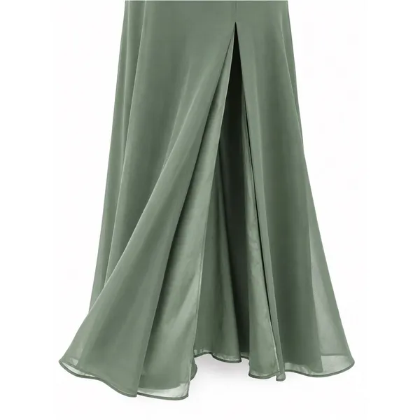 Azazie Bondi A-Line Ruched Chiffon Dress – Eucalyptus – Size 8 (Average) – NWT - Image 5