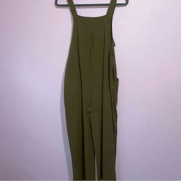 Brown Wide Leg Cotton Overalls Jumpsuit Women M Boho Minimalist Lagom Casual - Image 4