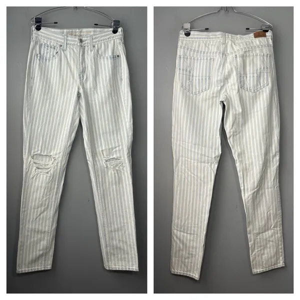 American Eagle Outfitters Tomgirl Jeans Size 6 X Long Blue White Striped Denim - Image 2