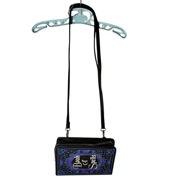 Spirit Halloween Book of Spells Adjustable Crossbody Bag Purple & Black Zip Top - Image 6