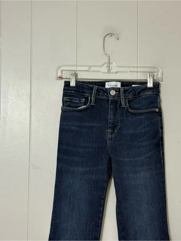 FRAME Le One Flare Jeans Hanbury Wash Size 0 High Rise Stretch Denim - Image 2