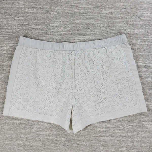Ann Taylor LOFT Lace Shorts Womens 12 White Loose Elastic Waist Resort Vacation - Image 3