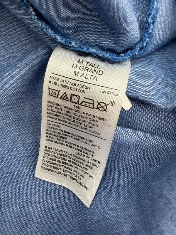 Old Navy Dress Women’s M TALL Blue Chambray Shirt Dress Long Sleeves Western - Image 5