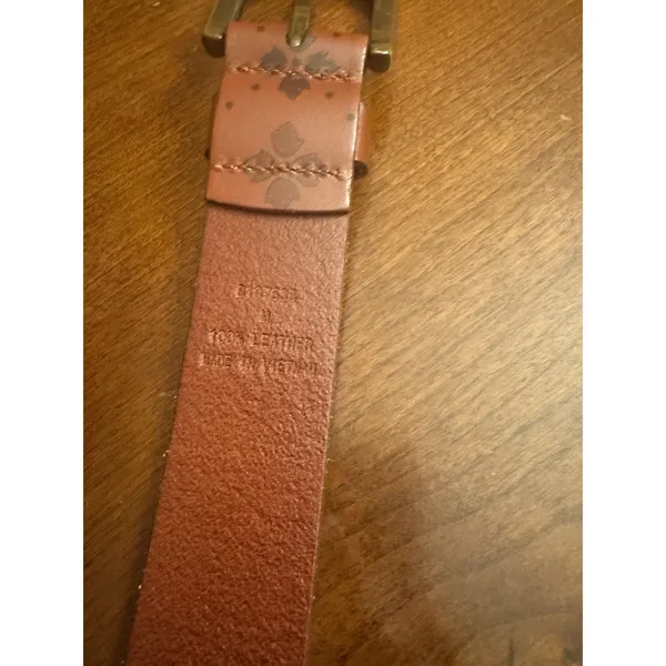 Patricia Nash Women's Vietri Brown Leather Belt Size Medium Logo Pattern - Image 5