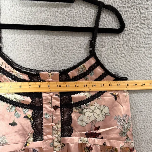 POL Pink Floral Butterfly Satin Lace Peplum Cami Top RCT860B Womens Medium - Image 4