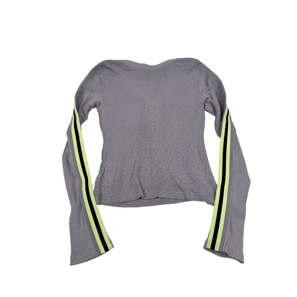 Free People Movement Recovery Layer Long Sleeve Henley Top Purple Neon Stripe M - Image 3