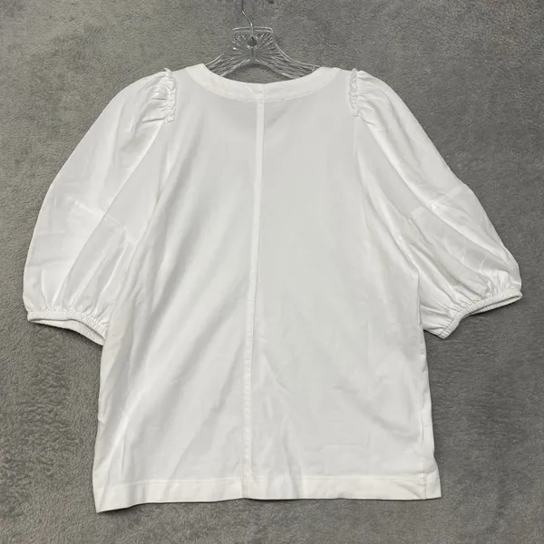 Madewell Womens Top Extra Small White Puff Sleeve Casual T Shirt Round Neck NT331 - Image 3