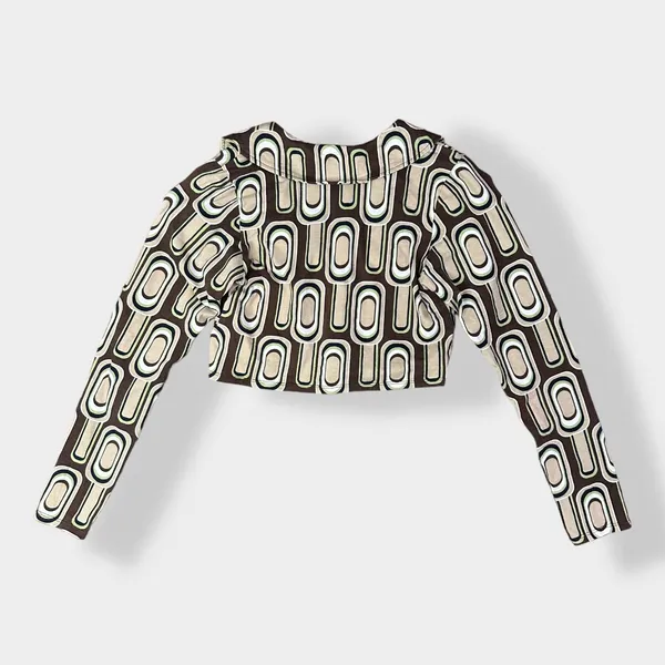 MOTEL Rocks Portia Crop Top in Retro Spot Brown‎ Size XS - Image 6