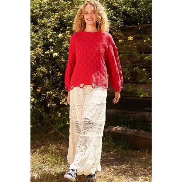 POL Checkered Distressed‎ Edge Sweater - Image 5