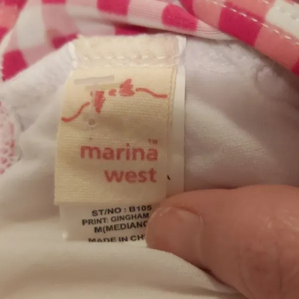 Marina West Pink Gingham Bikini Top NWT Ruffle Bow Coquette Cottagecore Swim 26" - Image 3