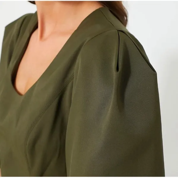 Tuckernuck Ariella Mini Dress XS Olive Green Twill Puff Sleeve Utility NWT - Image 7
