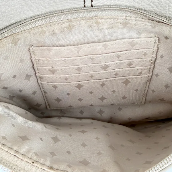Fossil Cream Pebbled Leather Crossbody Bag Organizer Purse Off White - Image 6