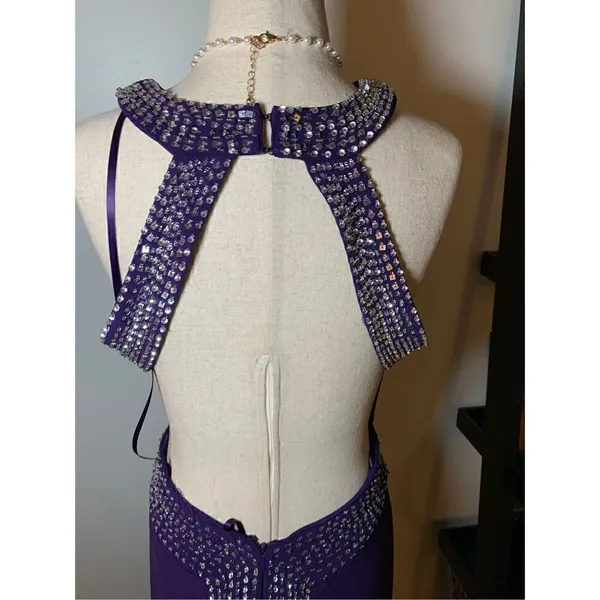 Betsy and Adam purple long dress with sequence size 8 - Image 6