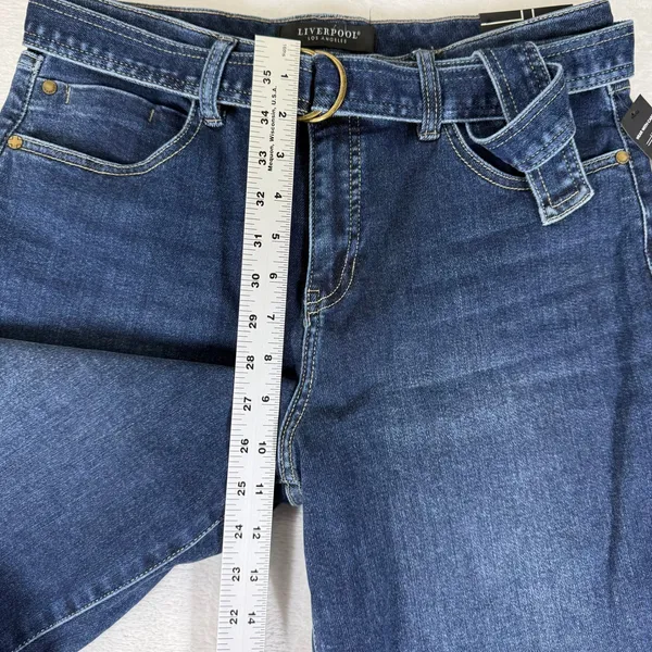 Liverpool Los Angeles Wide Leg Crop Belted Jeans Dark Wash Size 10/30 New - Image 6